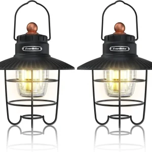 EverBrite 2PCS LED Camping Lantern USB C Rechargeable Lantern with 3 Light Modes