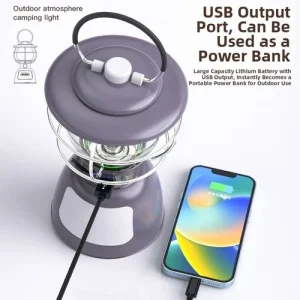LED Camping Light with Retro Design Adjustable Brightness Fast Charge Function